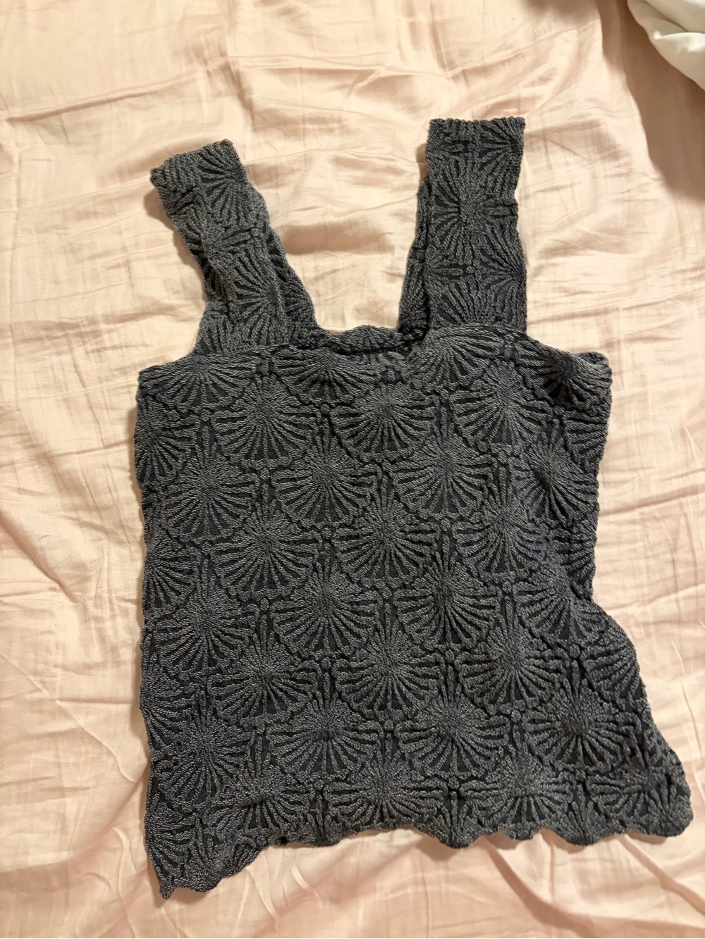 Aura Charcoal Gray Textured Knit Tank Top
